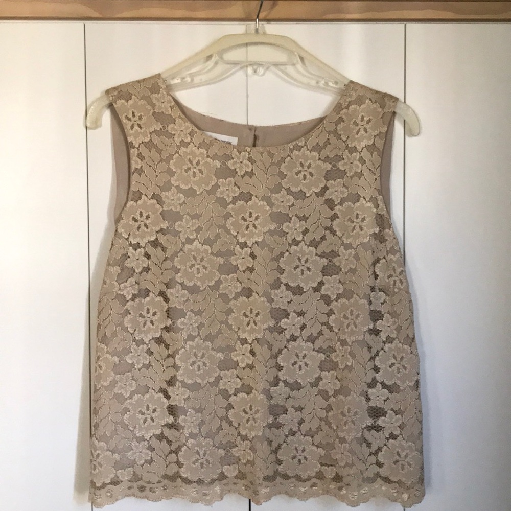 Jones New York Cream Floral Lace Top